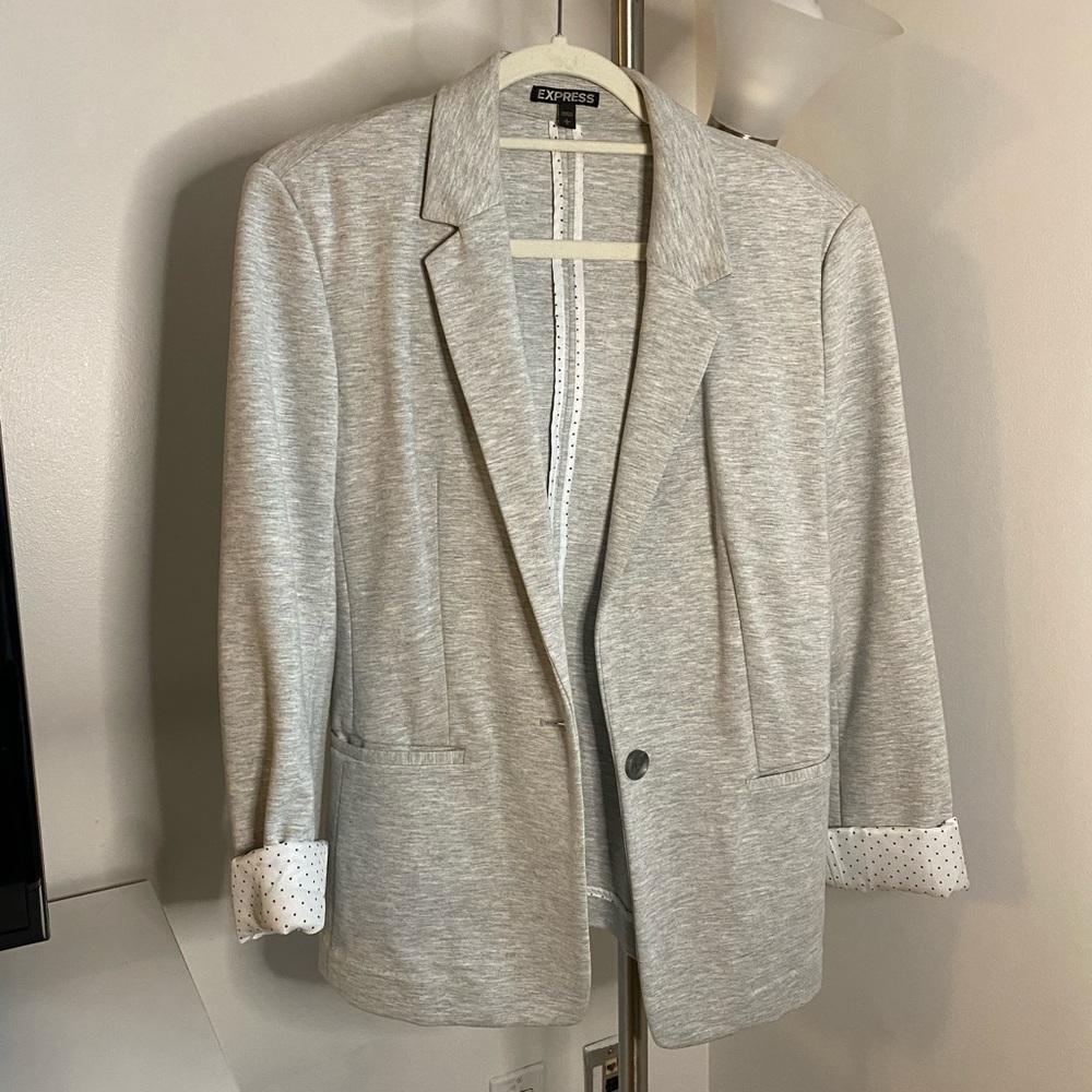 Express Heathered Gray Stretch Blazer